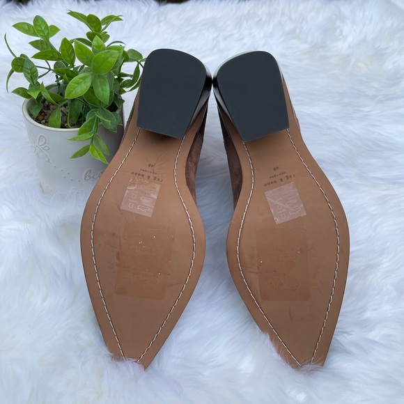 RAG & BONE Razor Brown suede pointed toe Block heel chelsea boot women 40/ 10 - Picture 8 of 11